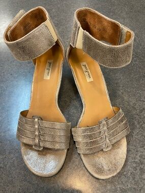 Paul Green Metallic Taupe Ankle-Strap Sandals
